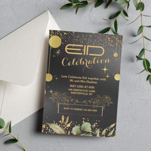 Black and Gold Eid al fitr celebration Invitation