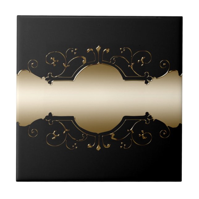 Black and gold elegance ceramic tile (Front)