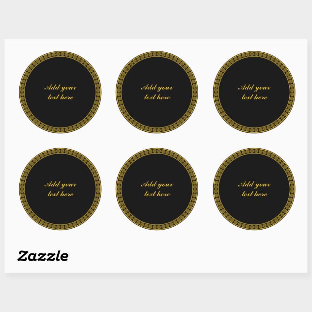 Black and Gold Elegance, Customize, Classic Round Sticker (Sheet)