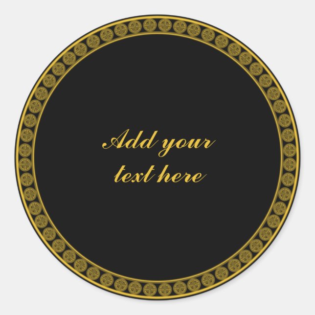 Black and Gold Elegance, Customize, Classic Round Sticker (Front)