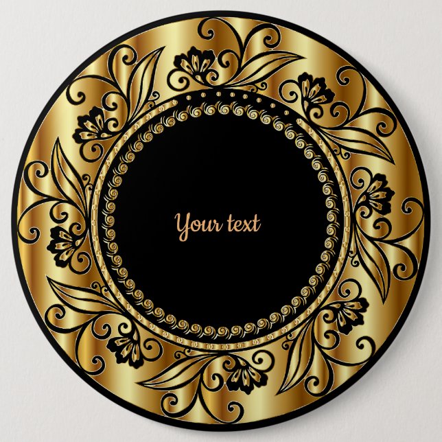 Black and Gold Elegance template Button (Front)