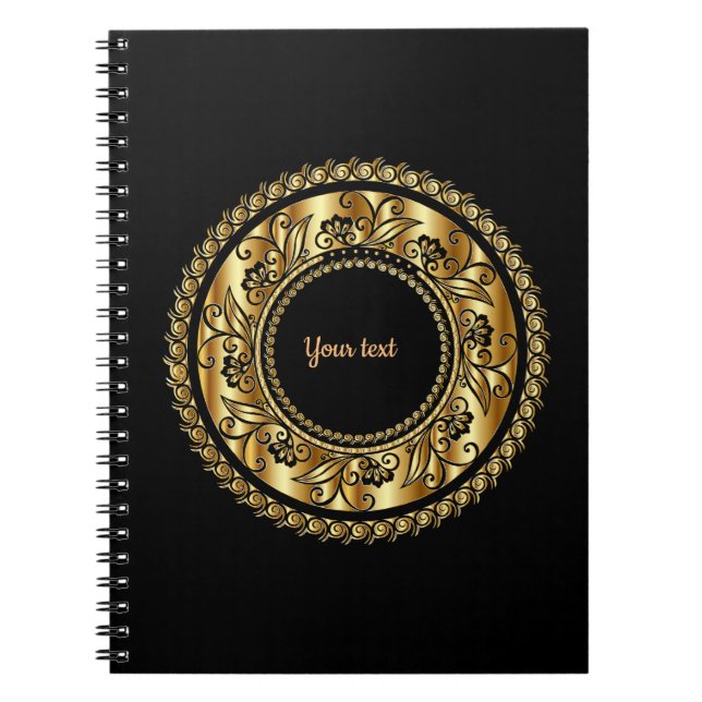 Black and Gold Elegance template Notebook (Front)