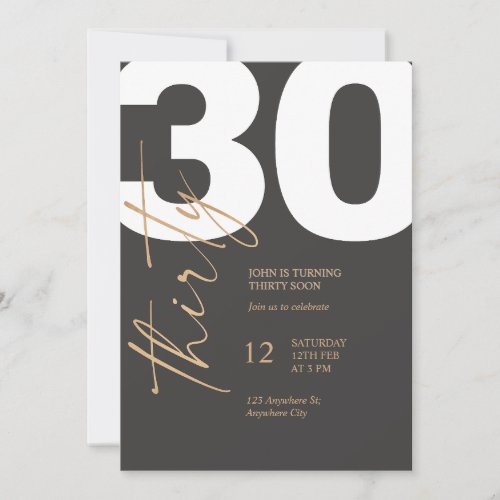 Black and Gold Elegant 30th Birthday