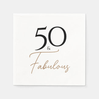 Black and Gold Elegant 50th Birthday Napkins