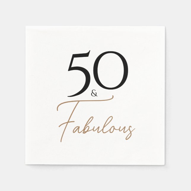 Black and Gold Elegant 50th Birthday Napkins (Front)
