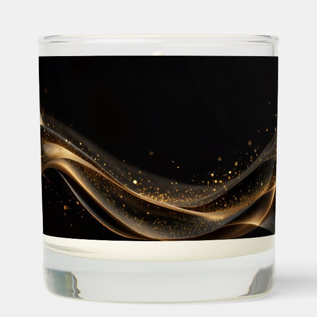 Black and Gold Elegant Abstract Candle | Modern  (Front)