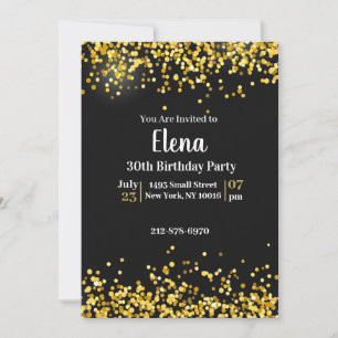 Black and Gold Elegant Birthday Party Invitation