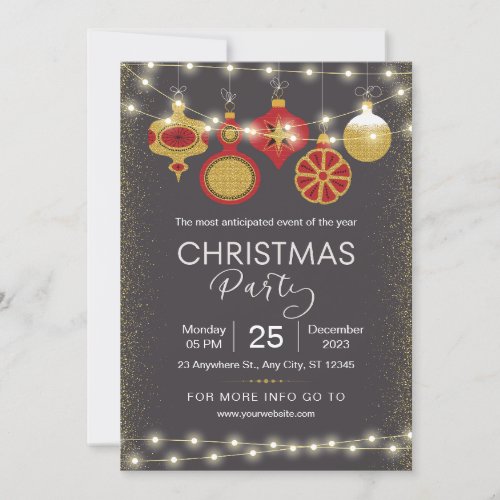 Black and Gold Elegant Christmas Party Flyer Invitation