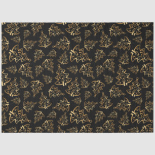 Black and Gold Elegant Christmas Trees Tissue Paper