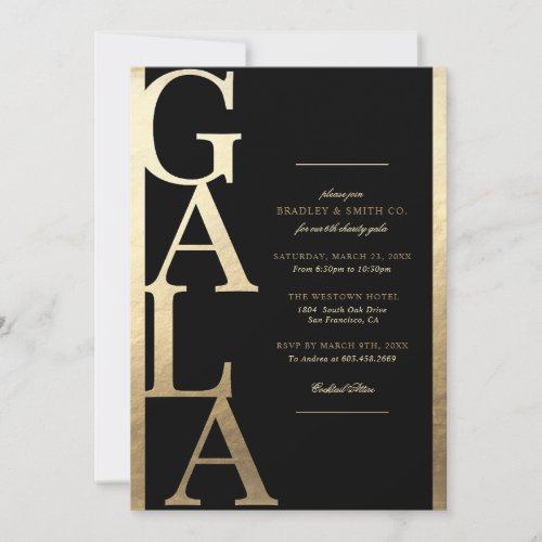 Black and Gold Elegant Gala Invitation