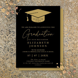 Black And Gold Elegant Graduation Announcement