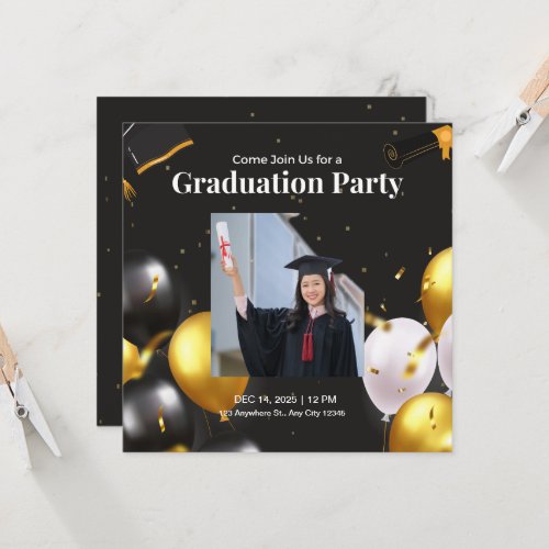 Black and Gold Elegant Graduation Invitation