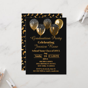 BLACK AND GOLD ELEGANT GRADUATION INVITATION