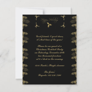 Black and Gold Elegant Holly Party Invitation