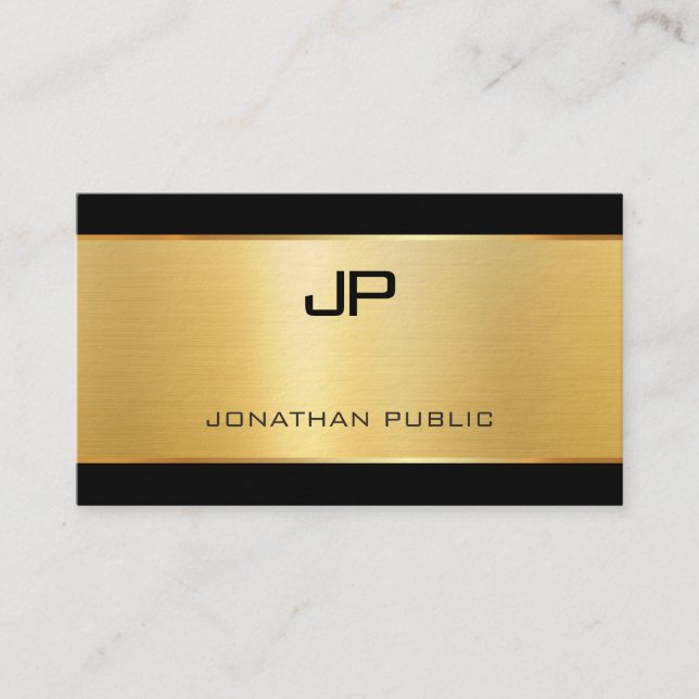 Black And Gold Elegant Luxury Thick Template Business Card (Front)