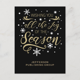 Black and Gold Elegant Modern Business holiday Postcard
