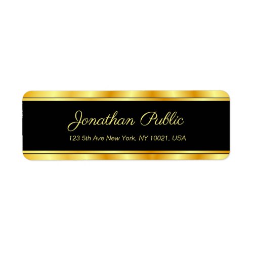 Black And Gold Elegant Modern Template Handwritten Label