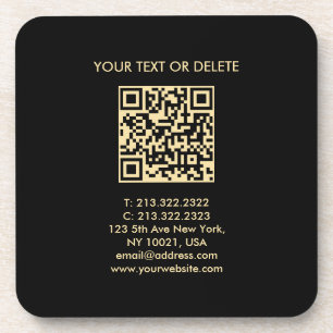 Black And Gold Elegant Modern Template QR Code Beverage Coaster