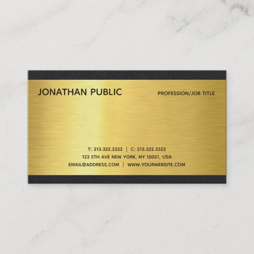 Black And Gold Elegant Modern Trendy Plain Luxury Business Card