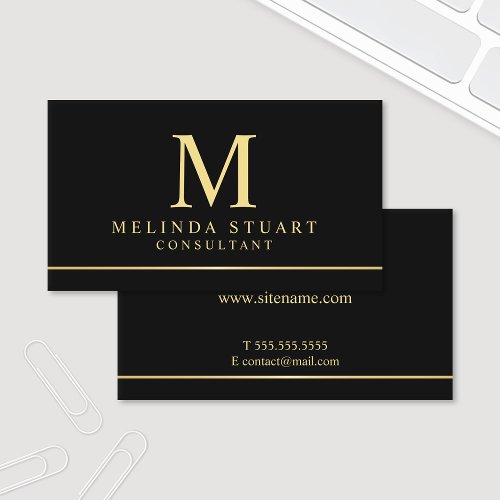 Black and Gold Elegant Monogram Business Card