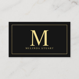 Black and Gold Elegant Monogram Business Card