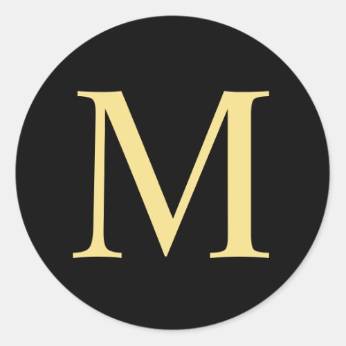 Black and Gold Elegant Monogram Classic Round Sticker