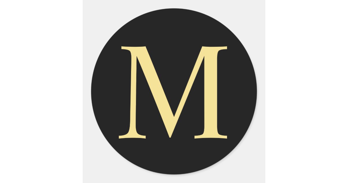 Black and Gold Elegant Monogram Classic Round Sticker | Zazzle