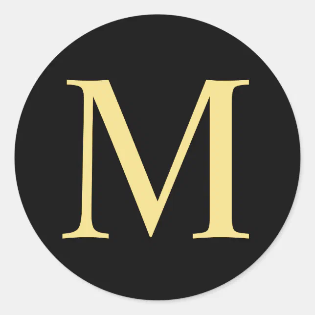 Black and Gold Elegant Monogram Classic Round Sticker | Zazzle
