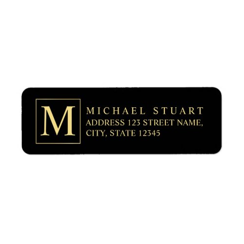 Black and Gold Elegant Monogram Label