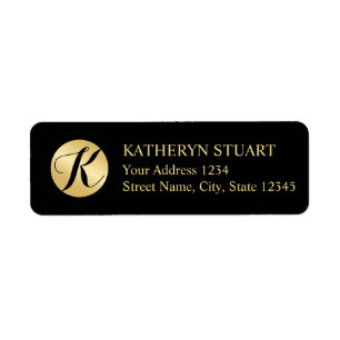 Black and Gold Elegant Monogram Label