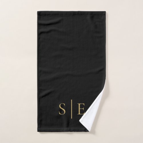 Black And Gold Elegant Monogram Minimalist Bath Towel Set - This chic modern design can be personalized with your monogram initials. Designed by Thisisnotme©