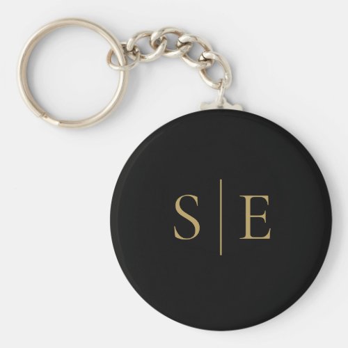 Black And Gold Elegant Monogram Minimalist Keychain - This chic modern design can be personalized with your monogram initials. Designed by Thisisnotme©