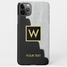 Black and Gold Elegant Monogram Text iPhone Case