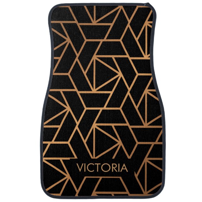 Black and Gold Elegant Pattern Car Floor Mat (Front)