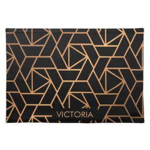 Black and Gold Elegant Pattern Cloth Placemat