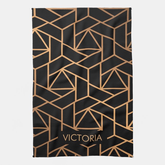 Black and Gold Elegant Pattern Kitchen Towel (Vertical)