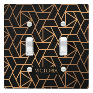 Black and Gold Elegant Pattern Light Switch Cover