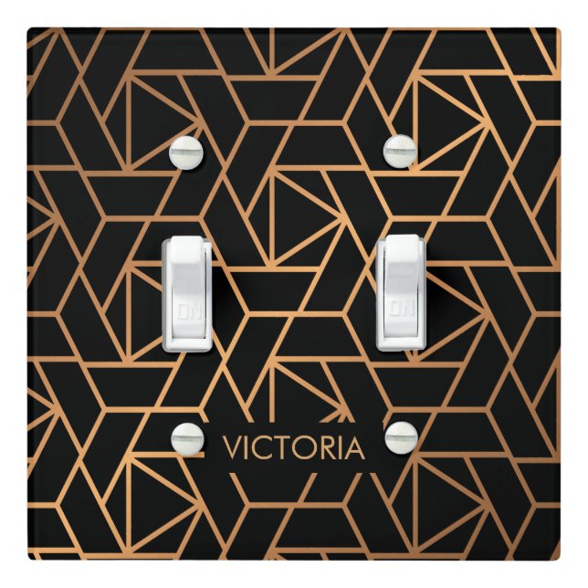 Black and Gold Elegant Pattern Light Switch Cover (In Situ)