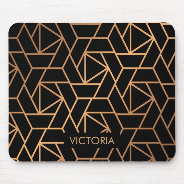 Black and Gold Elegant Pattern Mouse Pad (Front)