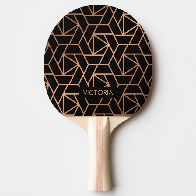 Black and Gold Elegant Pattern Ping Pong Paddle (Front)