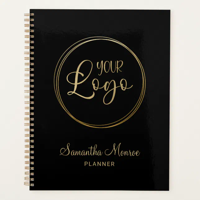 Black and Gold Elegant Personalized Business Logo Planner | Zazzle