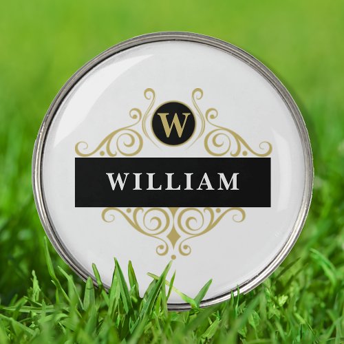 Black and Gold Elegant Personalized Golf Ball Marker