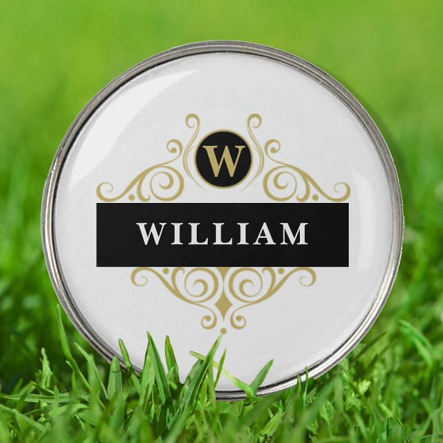 Black and Gold Elegant Personalized Golf Ball Marker (Creator Uploaded)