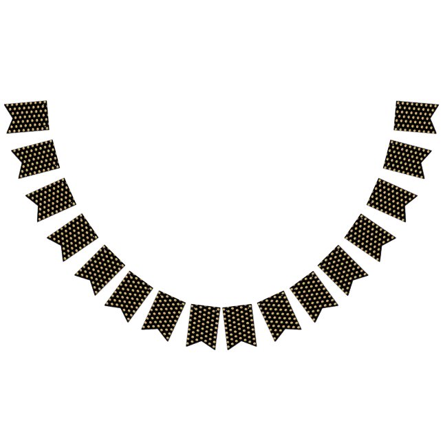 Black and Gold Elegant Polka Dots Pattern Chic Bunting Flags (All)
