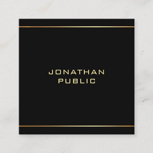 Black And Gold Elegant Professional Trendy Square Business Card