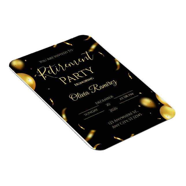 Black And Gold Elegant Retirement  Magnet (Right Side)