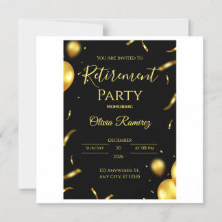 Black And Gold Elegant Retirement Magnetic Invitation