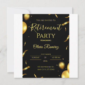 Black And Gold Elegant Retirement Save The Date
