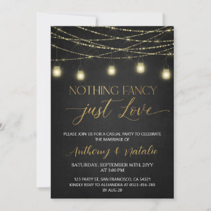 Black and Gold Elegant Script Elopement Wedding Invitation