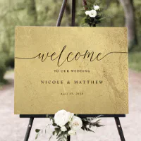 Elegant Script Gold Wedding Welcome Sign